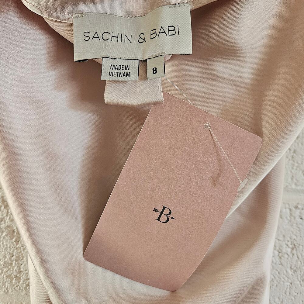 NWT Sachin & Babi Winter‎ Slip Dress in Gold Size 8 Satin Tie Back - Picture 13 of 14